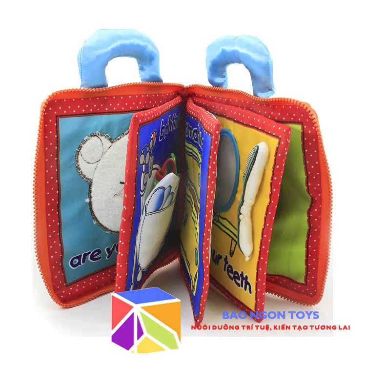 ĐỒ CHƠI SÁCH VẢI CHÚ GẤU DỄ THƯƠNG GIÚP BÉ PHÁT TRIỂN GIÁC QUAN,HỌC CHĂM SÓC BẢN THÂN, SÁCH ĐỌC CHO BÉ TRƯỚC KHI NGỦ