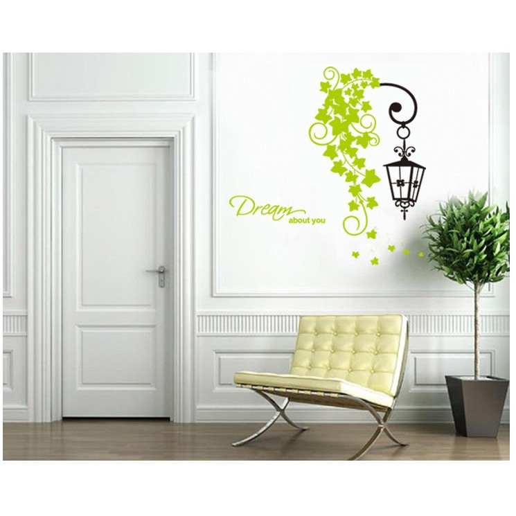 Decal dán tường [FREESHIP] Chùm lá xanh trang trí nhà cửa đẹp