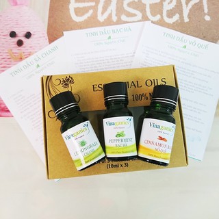 Combo 3 chai tinh dầu sả chanh, bạc hà, quế 10ml
