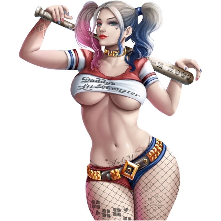 Earlfamily Sticker Dán Chống Trầy 13Cmx12Cm Hình harley quinn Hoạt Hình Trang Trí Xe Hơi