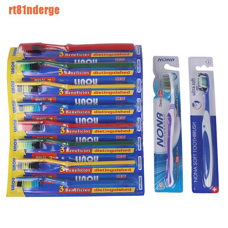 [Hàng mới về] Set 10 bàn chải đánh răng sợi lông siêu cứng bắt chéo làm trắng loại bỏ lớp phủ lưỡi