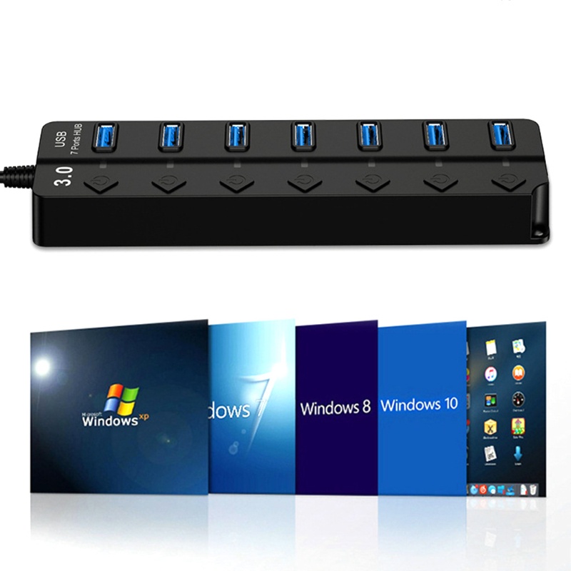 Hub 3 0 Cổng USB 7 Cổng Có Đèn LED Và Công Tắc Riêng Biệt Cho Windows