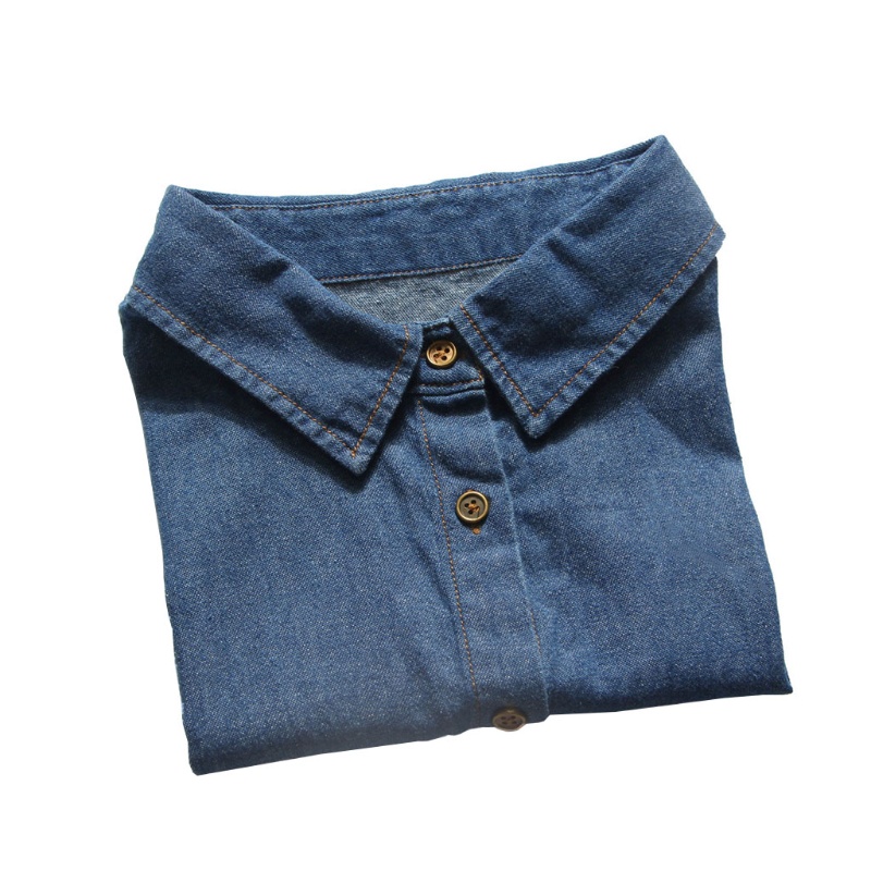 Cổ Áo Sơ Mi Giả Denim Có Thể Tháo Rời Thời Trang Cho Nữ