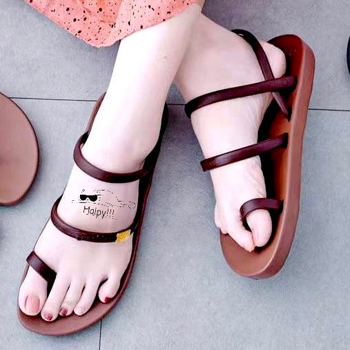Giày sandal nữ xỏ ngón 2 quai G063, nhựa cao su đi mưa, đi học chống trơn siêu bền Maipy