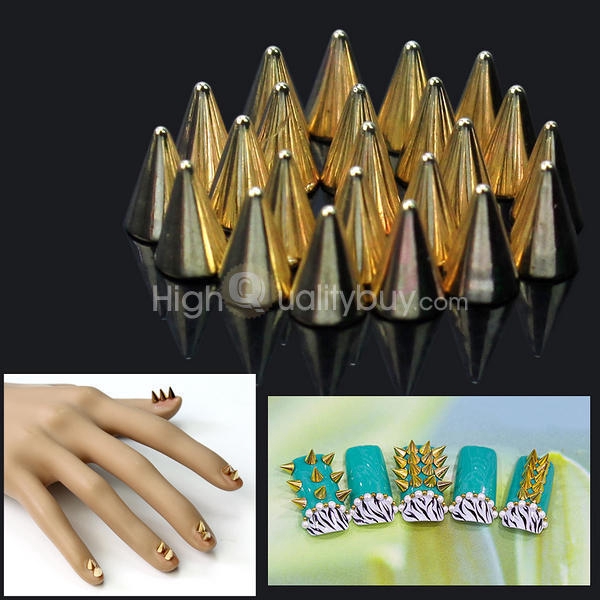 100PCS Metal Punk Cone Nail Art Spikes Bullet Stud Studded Decoration DIY Decor