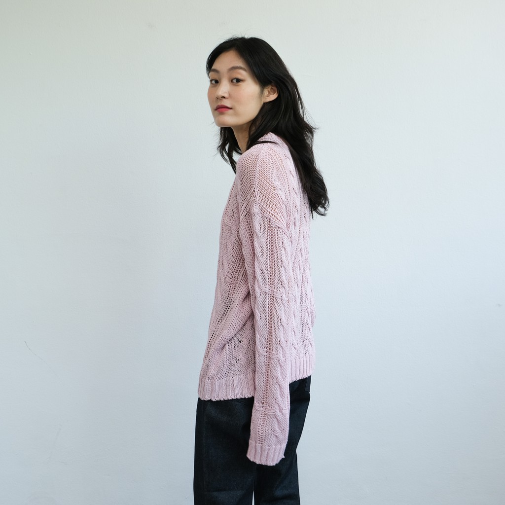 [gwilee] twisted summer knit - áo dệt kim họa tiết tay dài | BigBuy360 - bigbuy360.vn