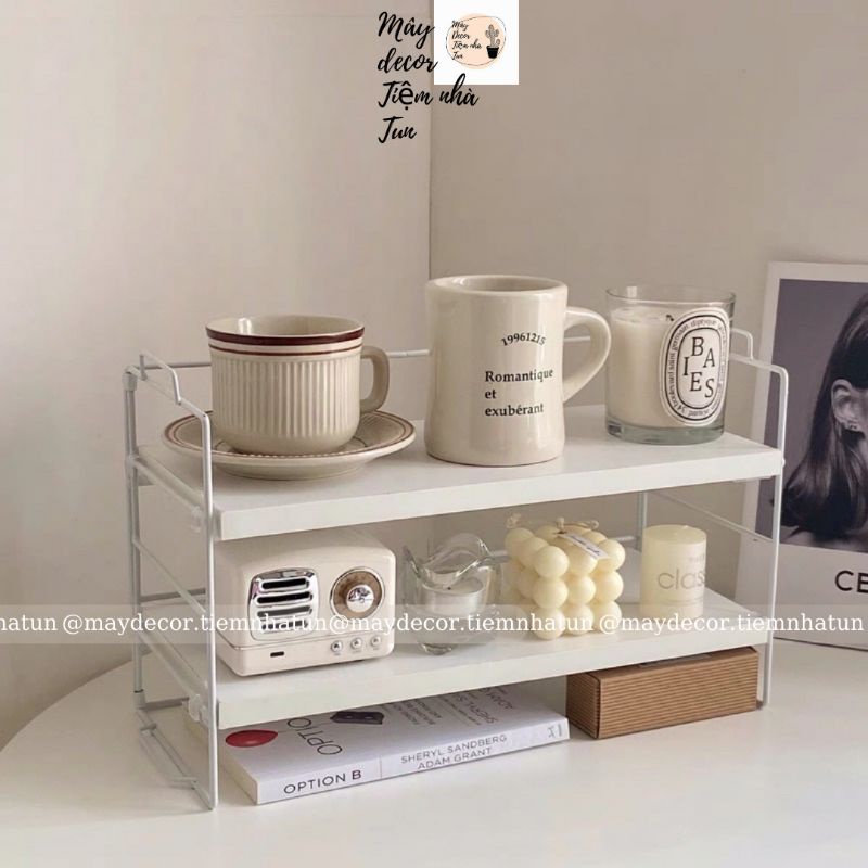 Kệ đa năng đựng vật dụng đựng nước hoa, đựng cốc uống nước, đựng nến, đựng sách để bàn kiểu Hàn Quốc