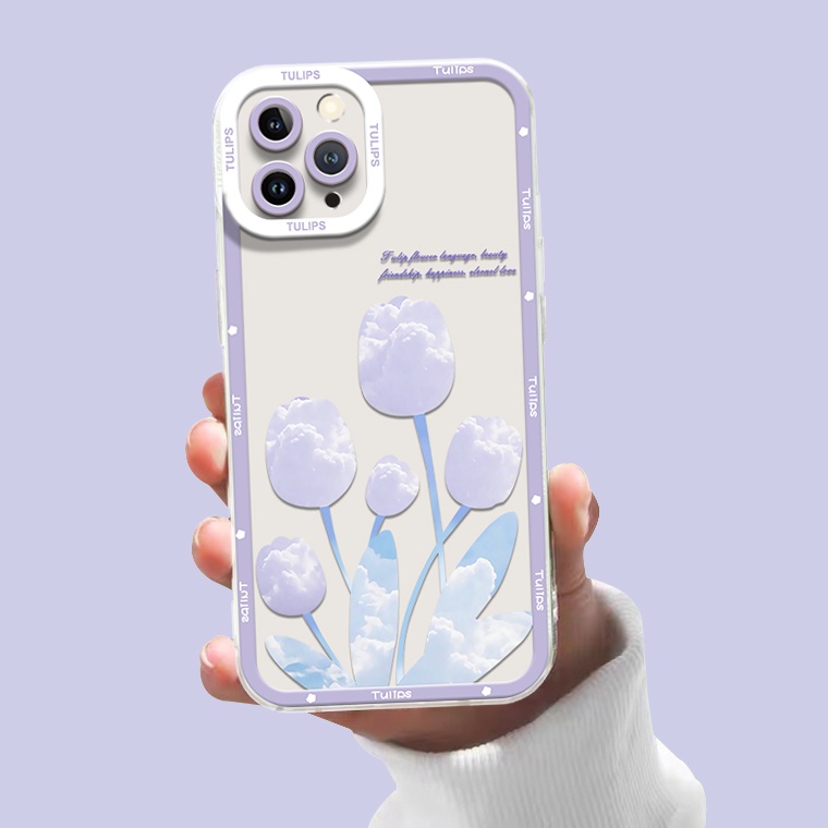Ốp Điện Thoại TPU Dẻo Trong Suốt Họa Tiết Hoa Xinh Xắn Chống Sốc Cho IPhone 13 12 Pro Max 11 Xs XR 8 7 6S Plus Xs Max
