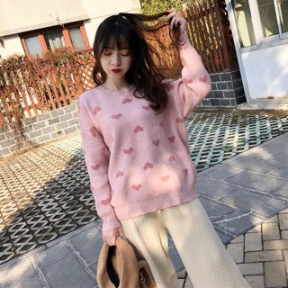 ÁO LEN TIM CỔ TRÒN