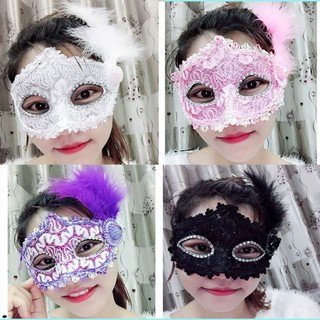Mặt nạ tiệc/Mặt nạ nửa mặt lông vũ dạ hội kim sa quý phái sang trọng 2021 hóa trang Halloween