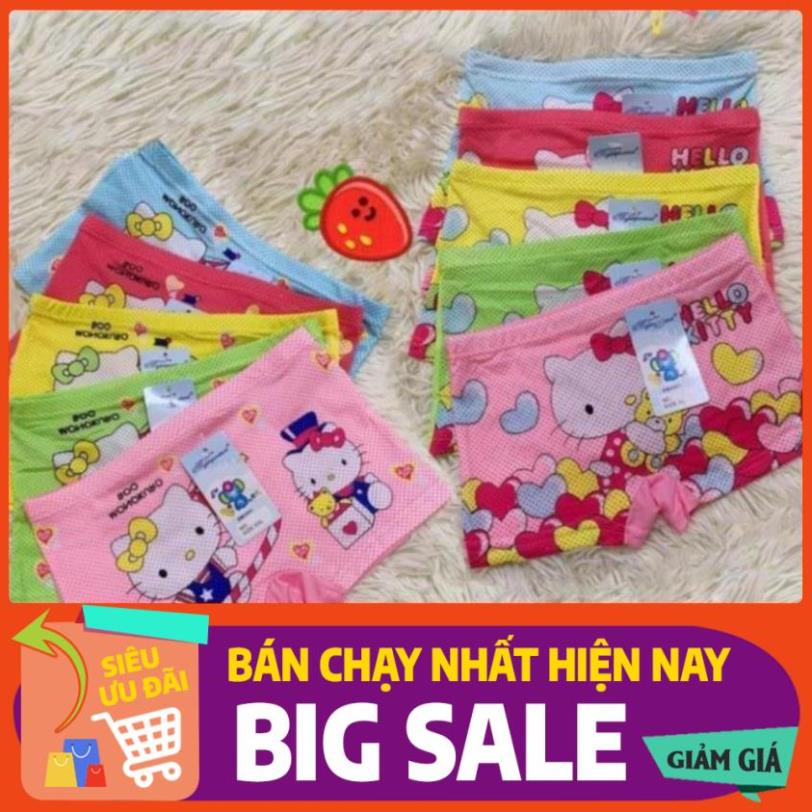 Combo 10 quần lót đùi bé gái 3D in hình mèo Kitty, thun co giãn 4 chiều, mềm mại thoáng mát (từ 9kg đến 24kg)