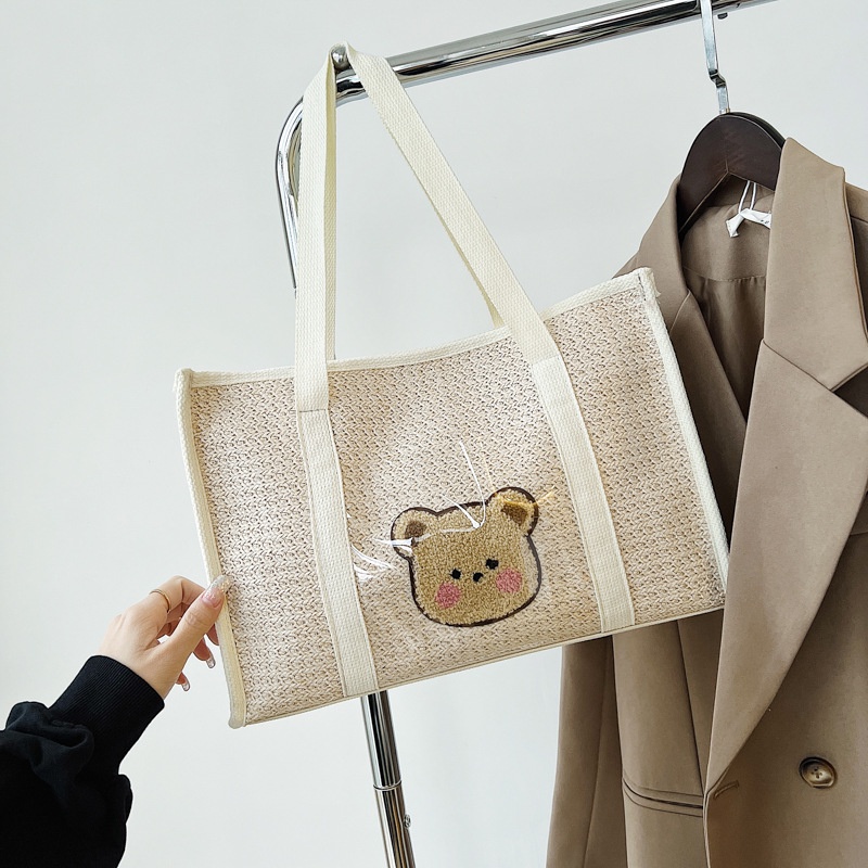 Túi Xách Đan Cói Cỡ Lớn Thiết Kế Đơn Giản Thời Trang Cho Nữ