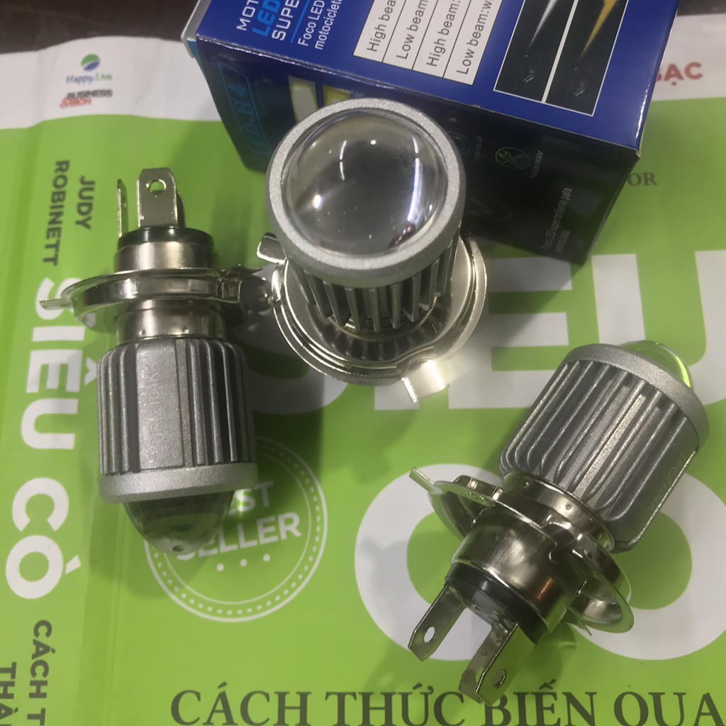 Đèn pha led Bi cầu mini cos vàng pha trắng chân H4 và M5