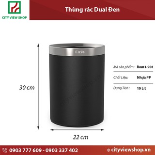 Thùng rác nhựa Fitis hai lớp viền inox ROM1