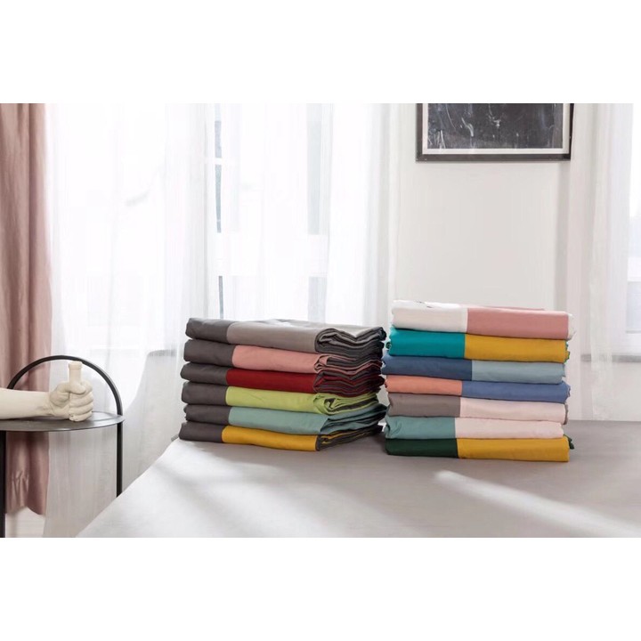 Bộ chăn ga gối , drap giường chất vải Cotton TC màu phối sang trọng