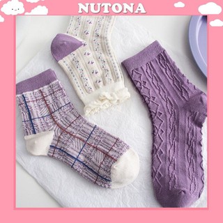 Vớ cao cổ Nutona tất nữ hàn quốc  phong cách tím nhẹ nhàng thơ mộng  TN86