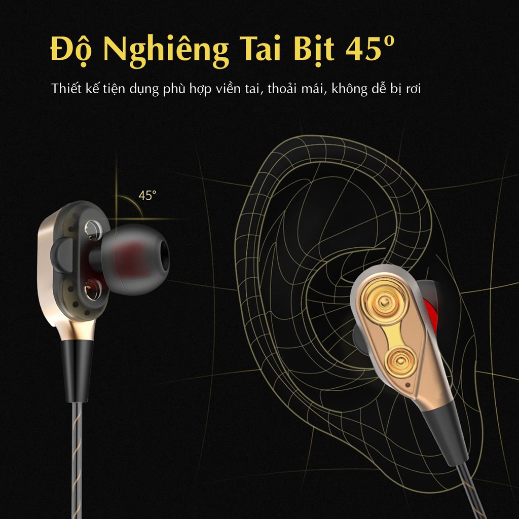 Tai nghe nhét tai có mic HIFI lõi kép siêu bass CK8 -Tặng kèm 4 đầu mút -DC2122