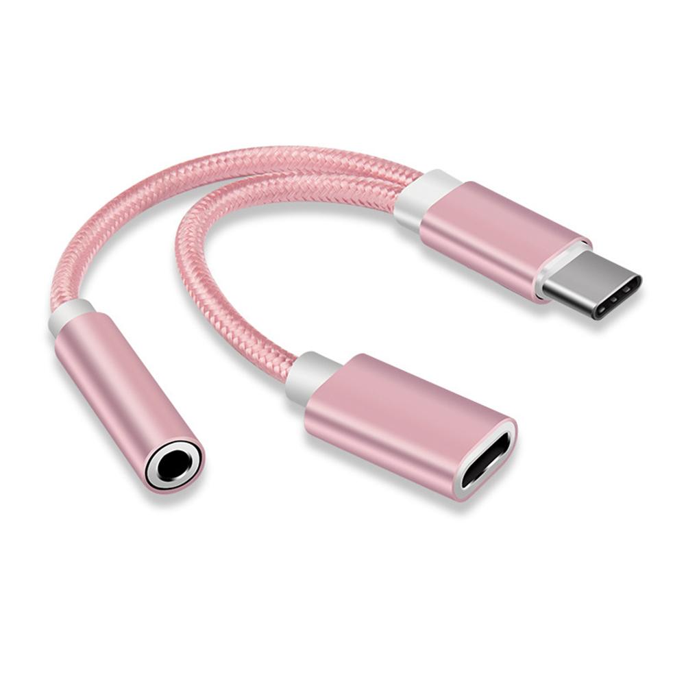 Bộ sạc 2 trong 1 Type-C sang 3,5 mm Tai nghe Jack cắm âm thanh Cáp USB C Loại C sang Bộ chuyển đổi đầu nối 3,5 mm