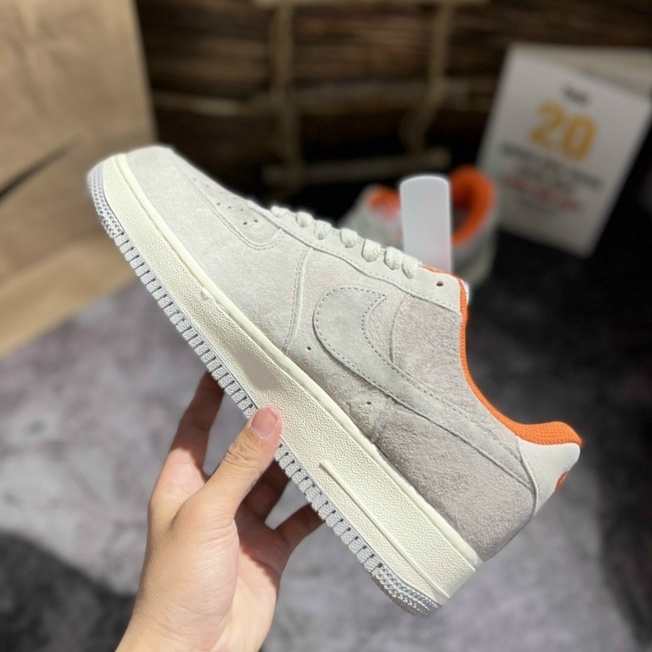 Giày Air_Force 1 Orange Grey/Af1 Xám Cam Da Lộn