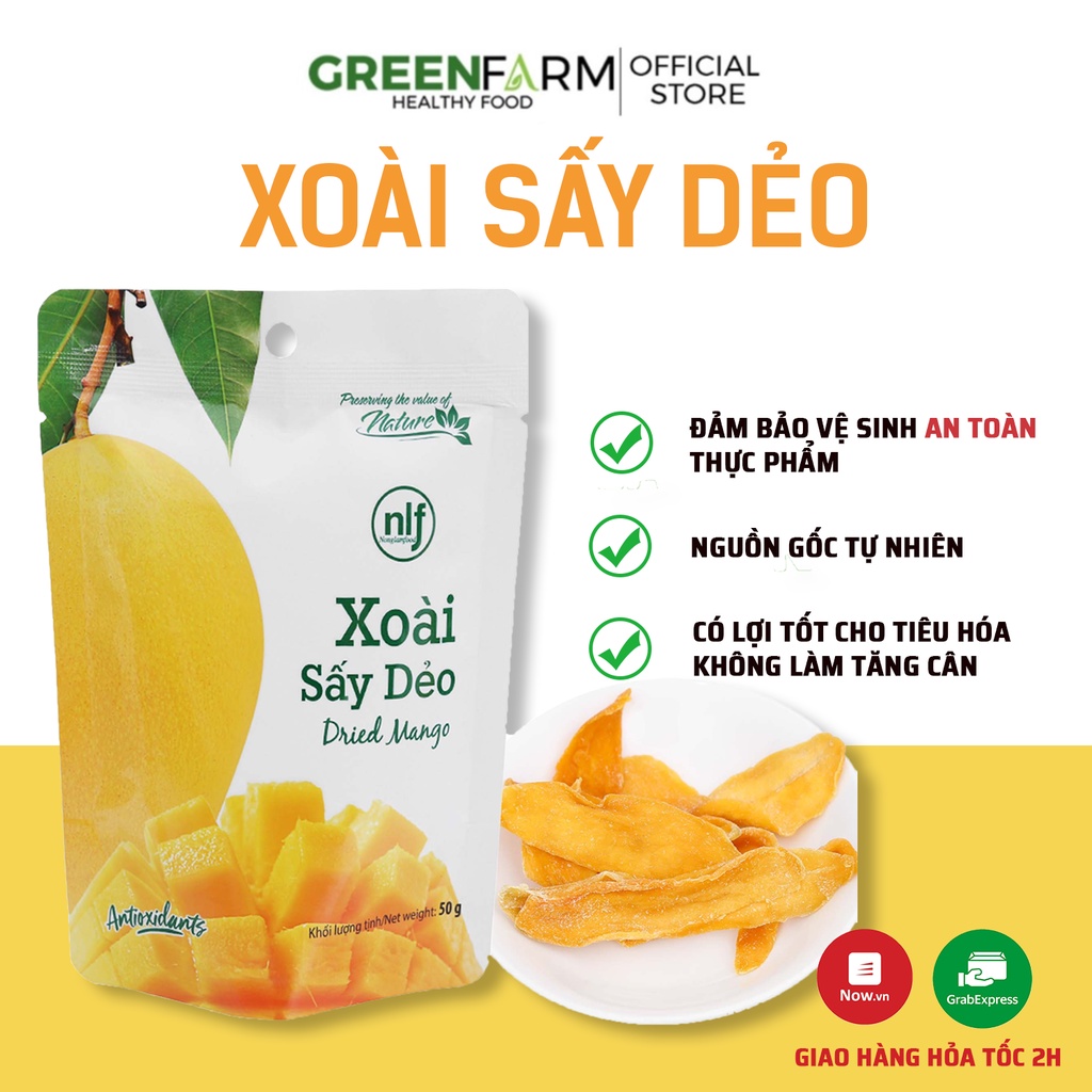 Xoài sấy dẻo 50g trái cây sấy dẻo Nông Lâm Food trái cây sấy ít đường không béo,phù hợp ăn kiêng,eatclean giảm cân