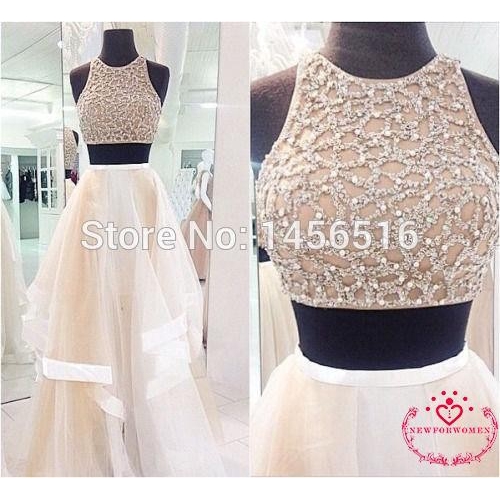 NFW♥2017 Two Piece Evening Bridesmaid Tulle Dress Formal Pageant Prom Party Gown