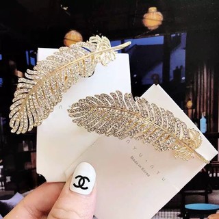 Kẹp Tóc Đá Hình Lông Vũ Sang Chảnh