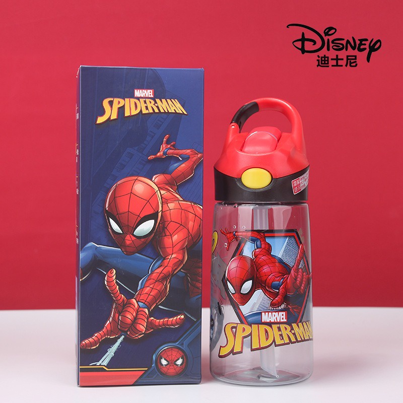 Bình nước có ống hút họa tiết nhân vật siêu anh hùng hoạt hình dễ thương cho bé