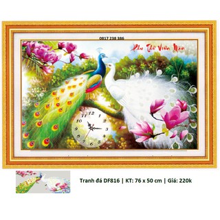 Tranh đính đá vợ chồng đồng hồ DF816 (76 x 50 cm)