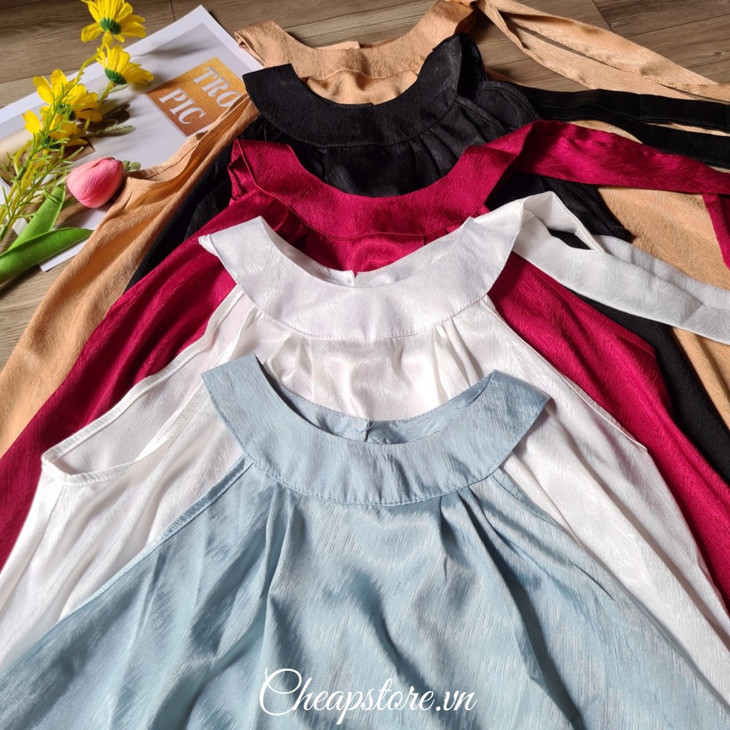 Áo Yếm Lụa Nơ hàng thiết kế sang trọng 👚 Áo Lụa Yếm tằm babydoll loại 1 không nhăn nhàu hottrend 2021 A007 | BigBuy360 - bigbuy360.vn