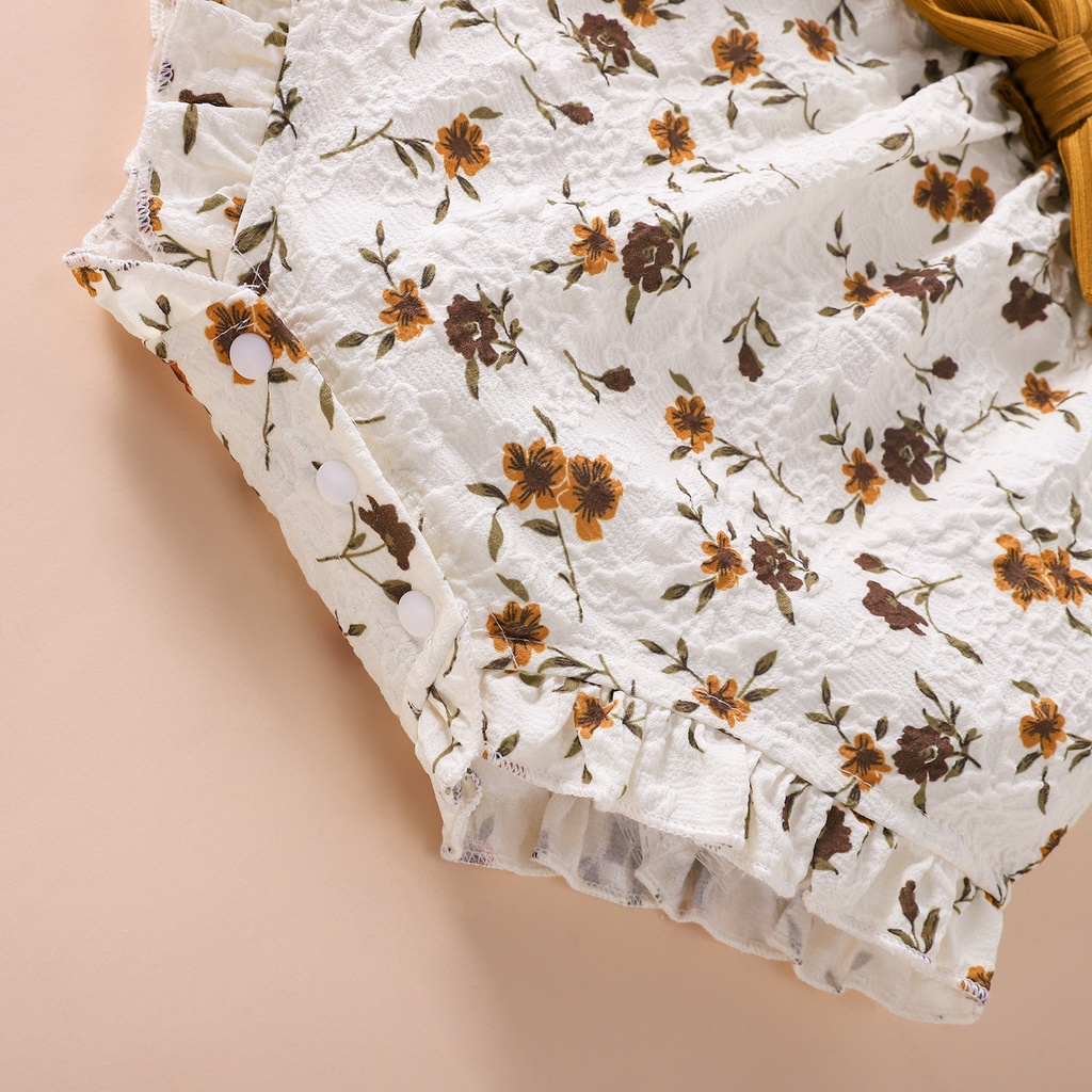 Áo liền quần BCBL giả hai lớp in họa tiết hoa thời trang mùa hè xinh xắn đáng yêu dành cho bé gái 0-18 tháng tuổi