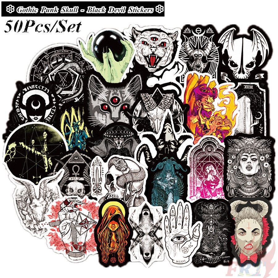 Set 50 miếng dán nhiều họa tiết phong cách gothic punk cá tính 06