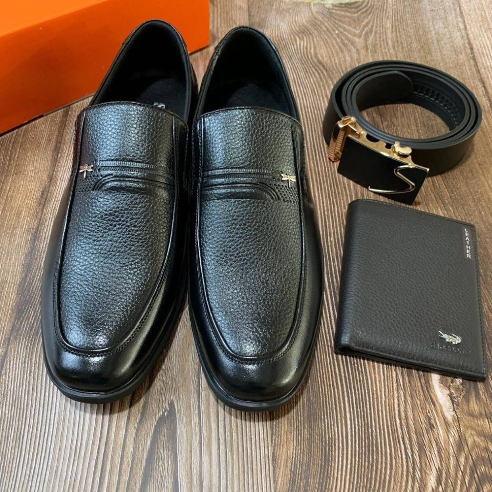 Giày Trung Niên - Giày Nam Công Sở Da Bò Nguyên Tấm Màu Đen Lót Da Đế Cao Su Có Khâu Đế (Bảo Hành Da 12 Tháng) | BigBuy360 - bigbuy360.vn