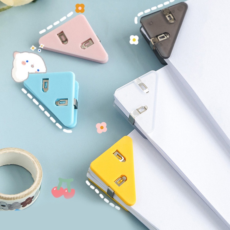 Kẹp giấy,kẹp góc chống cong hình tam giác bằng nhựa thiết kế dễ thương có nhiều màu xắc bắt mắt