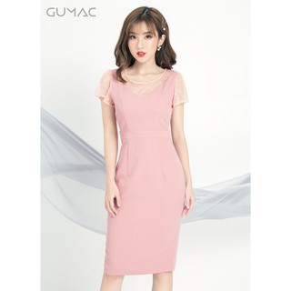 Đầm phổi ren hoa cúc GUMAC MS04904_HONG