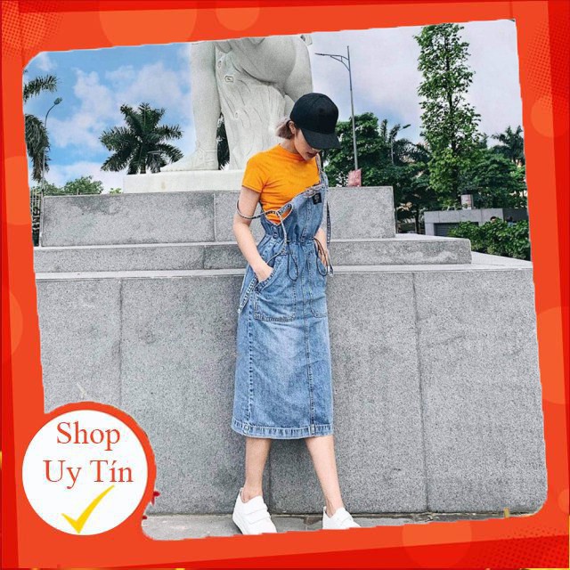 Yếm váy jean SAIGONJEAN dây rút YJ009 - Yếm bò ulzzang phong cách hàn quốc | BigBuy360 - bigbuy360.vn