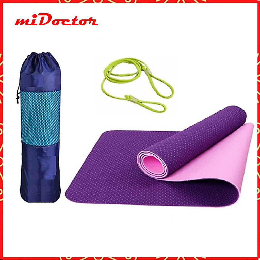 Thảm Tập Yoga 2 Lớp + Gạch + Bao Đựng + Dây Buộc miDoctor (màu ngẫu nhiên)