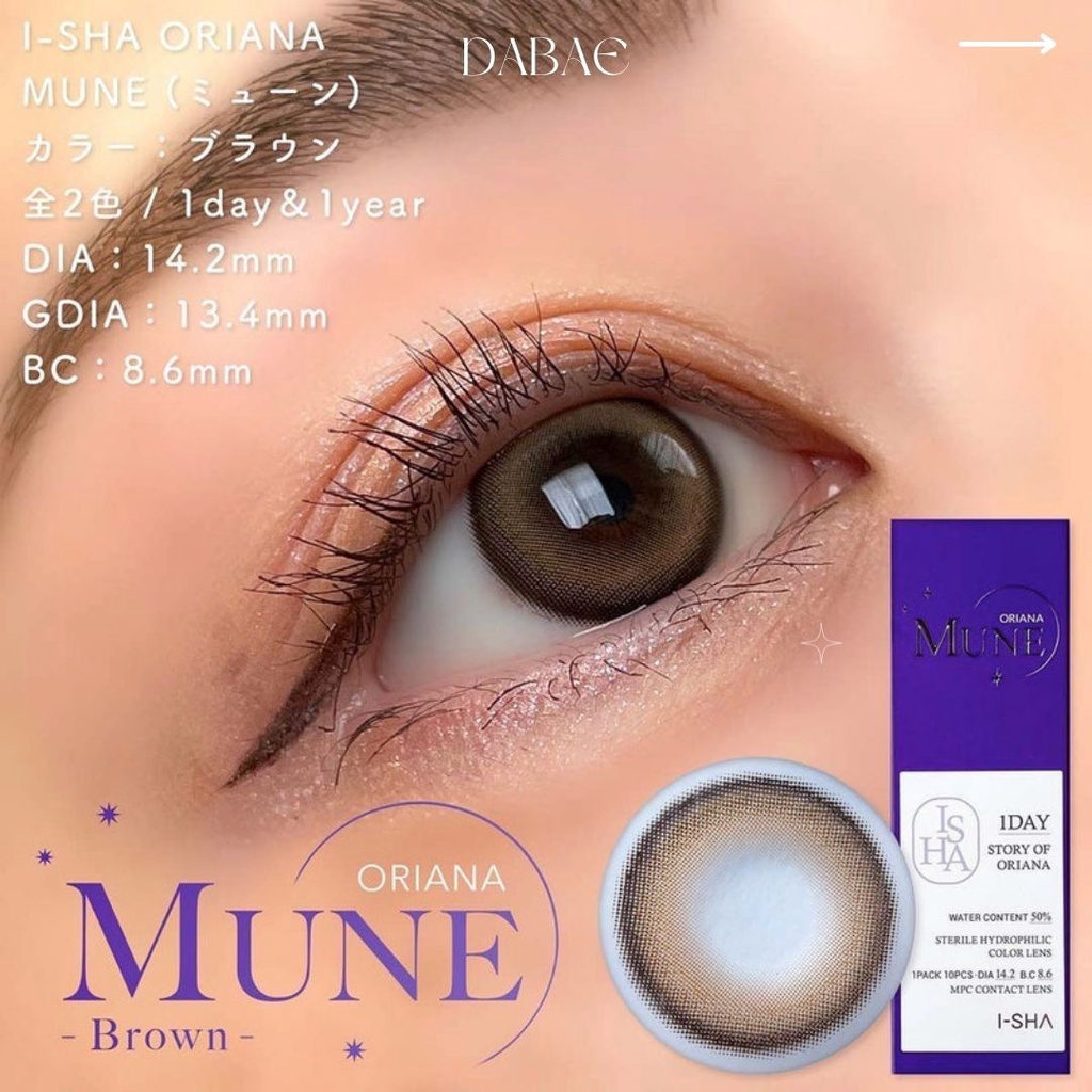 kính áp tròng Mune Brown lens cận mắt trong veo tự nhiên filter có độ style Hàn Quốc chính hãng Isha