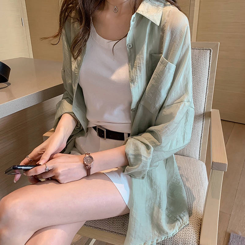 Áo Sơ Mi Tay Dài Cổ Chữ V Màu Sắc Thời Trang Dành Cho Nữ