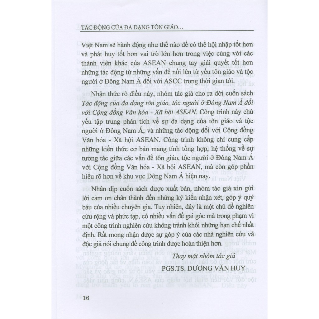 Sách - Tác Động Của Đa Dạng Tôn Giáo Tộc Người Ở Đông Nam Á Đối Với Cộng Đồng Asean | BigBuy360 - bigbuy360.vn