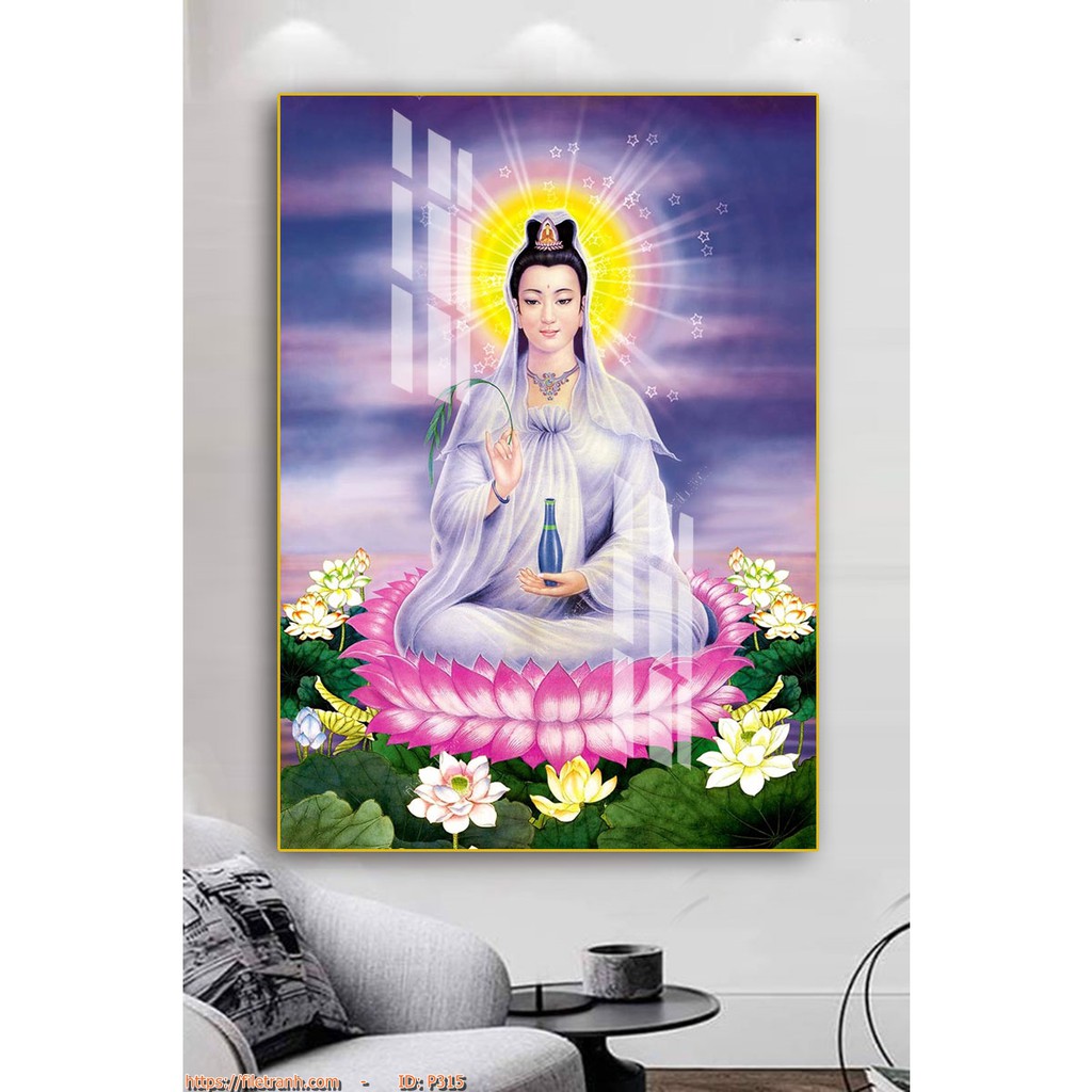 Tranh phật giáo 60x90cm - Tranh treo tường in UV ( Tráng gương bóng) | BigBuy360 - bigbuy360.vn