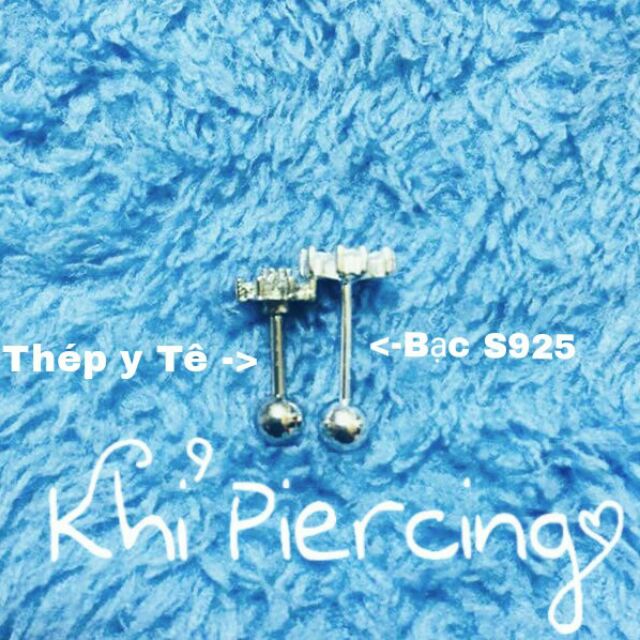 Khuyên Tai Hoa Bạc 925 chốt bi tròn ren vặn