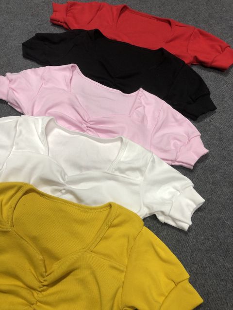 Áo gân cổ u nhún ngực siêu sang ( kèm ảnh thật)