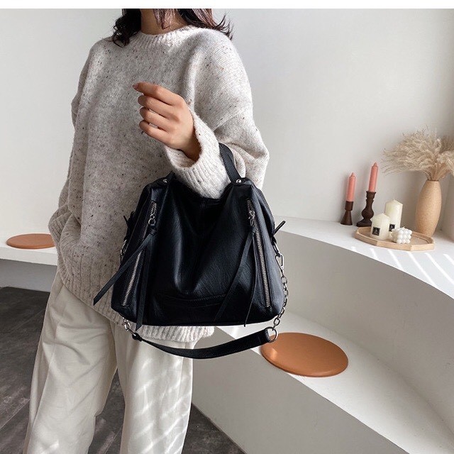 TÚI XÁCH TONE DA QUAI XÁCH DÂY PHỐI XÍCH SIZE 40X24CM