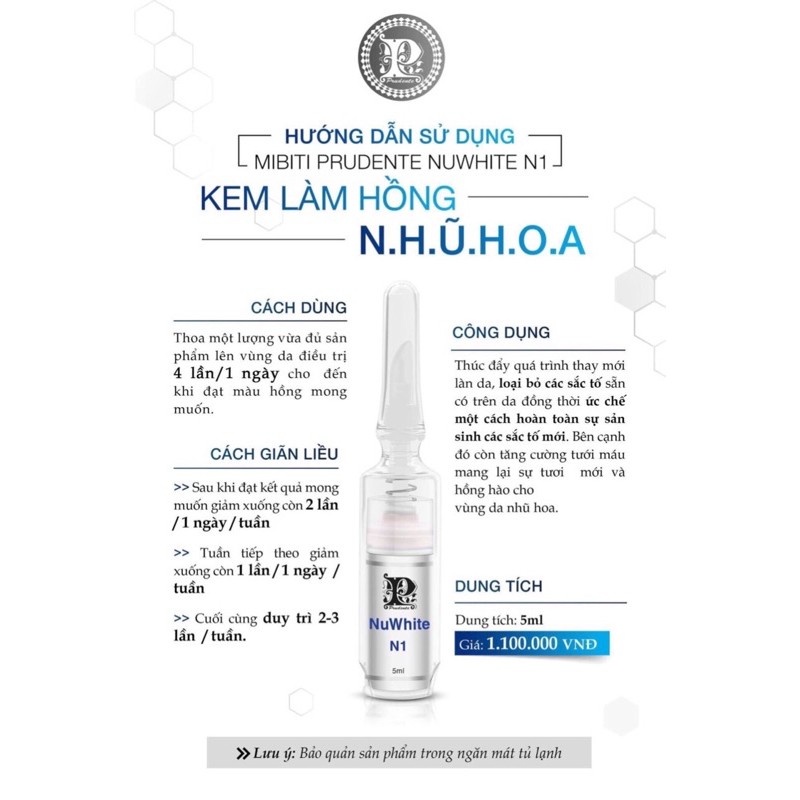 [Chính Hãng] Kem hồng nhũ hoa NU WHITE N1 MIBITI PRUDENTE | BigBuy360 - bigbuy360.vn