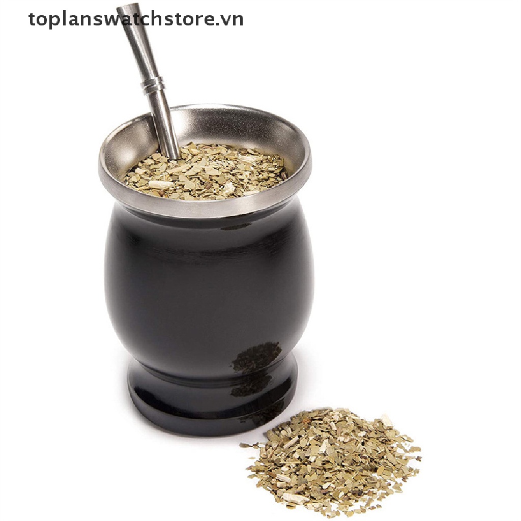 Toplanswatchstore Yerba Mate Set Cốc Uống Trà Bằng Thép Không Gỉ Hai Lớp Hình Quả Bầu Và Con Voi VN