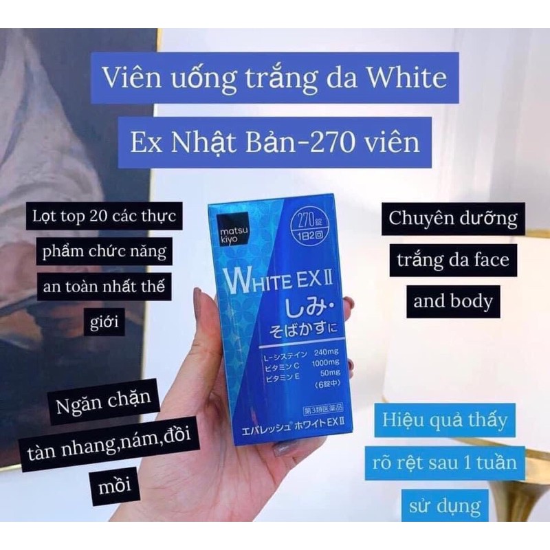 (video mua hàng) Viên uống trắng da Skin White EX II 270 viên Nhật Bản | BigBuy360 - bigbuy360.vn