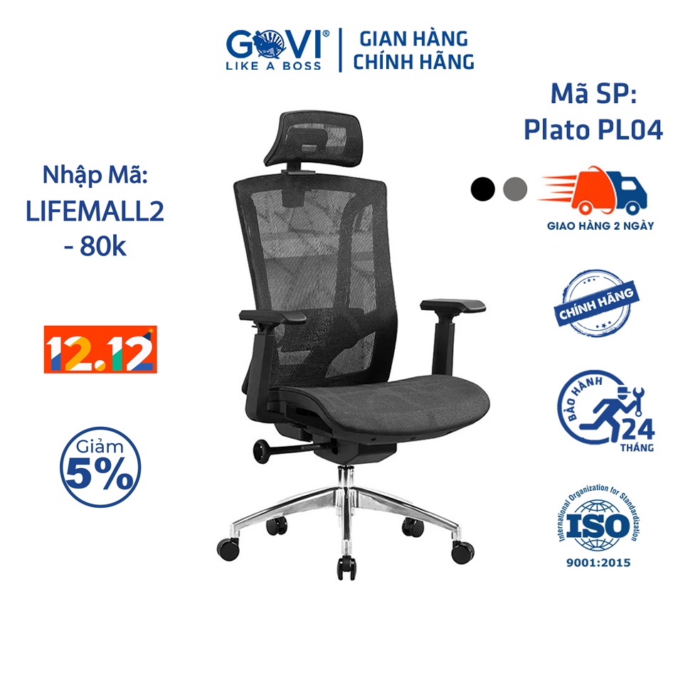 Ghế công thái học GOVI Ergonomic Plato PL04 Thiết kế bảo vệ sức khỏe