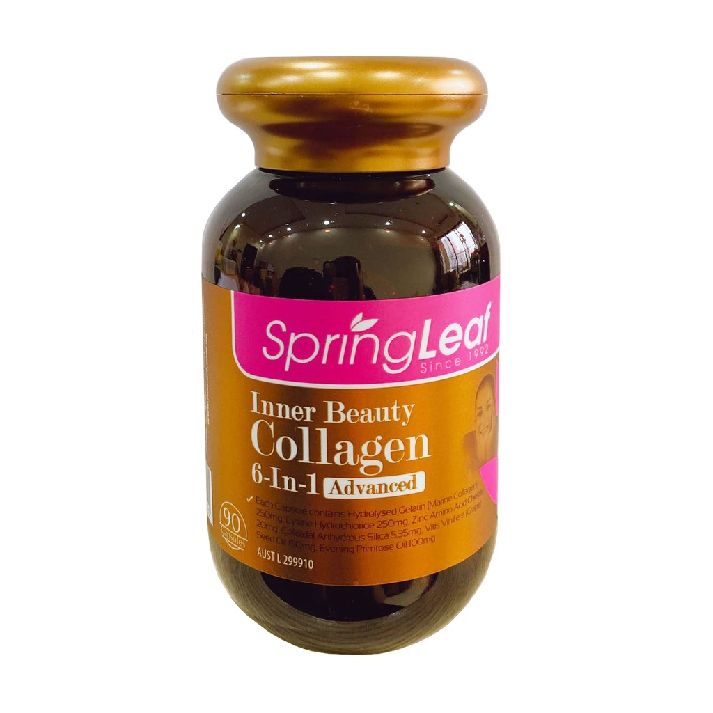 Viên uống SpringLeaf Inner Beauty Collagen 6-in-1 Advanced hỗ trợ làm đẹp 90 viên