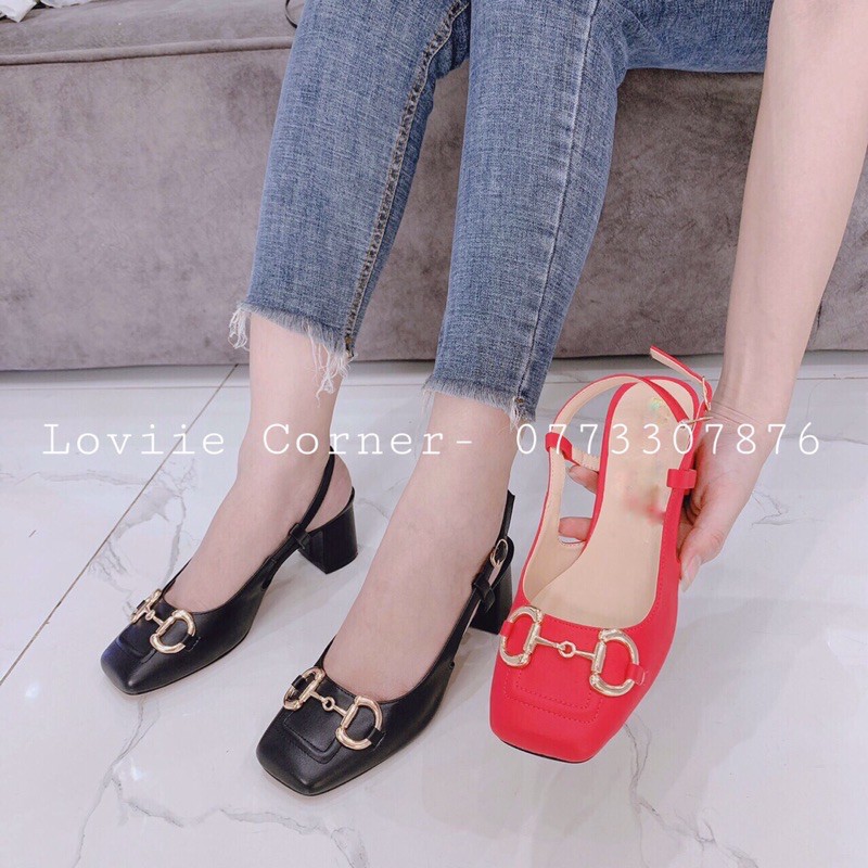 LOVIICORNER - GIÀY CAO GÓT MŨI VUÔNG - GIÀY SANDAL MŨI VUÔNG 5CM - SỤC CAO GÓT ĐẾ VUÔNG 5CM - SANDAL MŨI NHỌN G210533