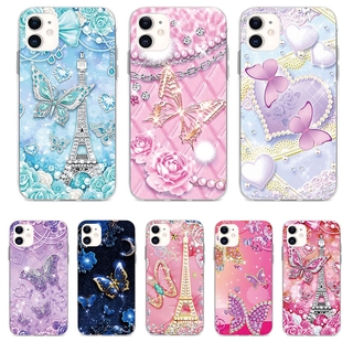 Ốp điện thoại silicon Mini IPhone 12 Pro Max hình con bướm kim cương